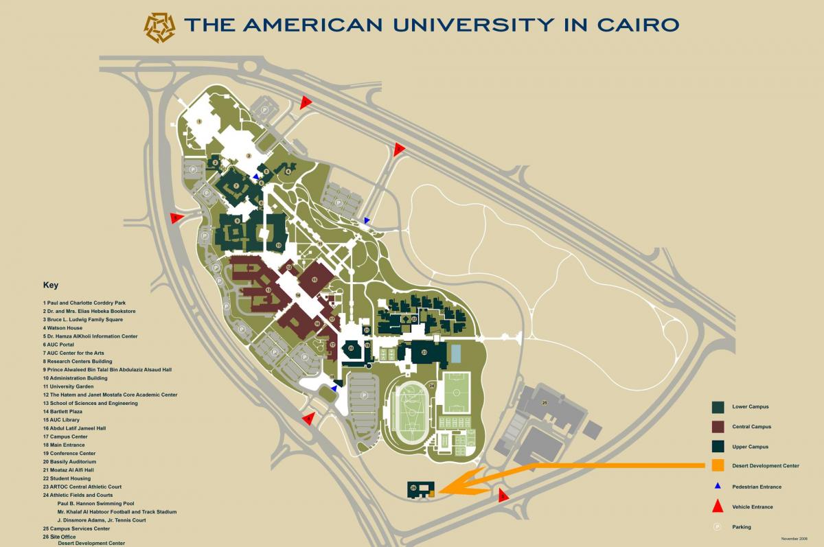 Карта АУК Нови Каиро кампус